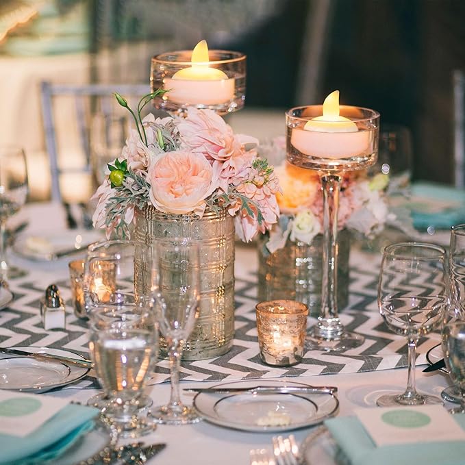 48 Pack Waterproof LED Floating Tea Lights, Flameless Flickering Battery Operated Outdoor Tealight Candles, White Water LED Votive Candles Bulk for Wedding Centerpiece Vase Halloween Decorations