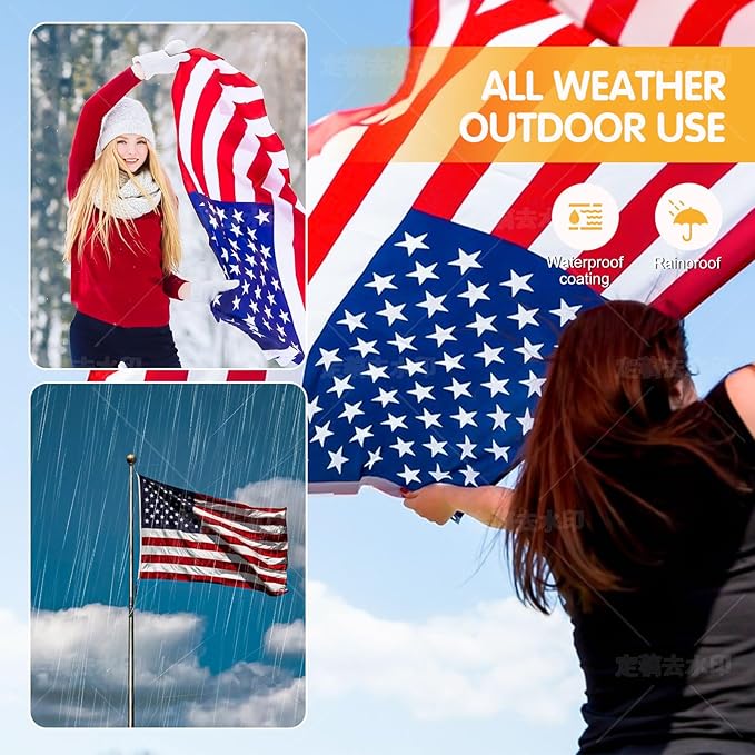 American Flag 4x6 Ft ，Upgraded Thickened - Spun Polyester Series Fade-Resistant Ultra Durable Tear-Resistant Heavy Duty Flags Heavy Duty, Embroidered Stars, Sewn Stripes, Brass Grommets