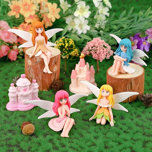 6 Pcs Garden Accessories Miniatures Fairies - Fairy Figurine Miniatures Micro Landscape Ornaments for Home Garden Cute Tiny Collectible Statues