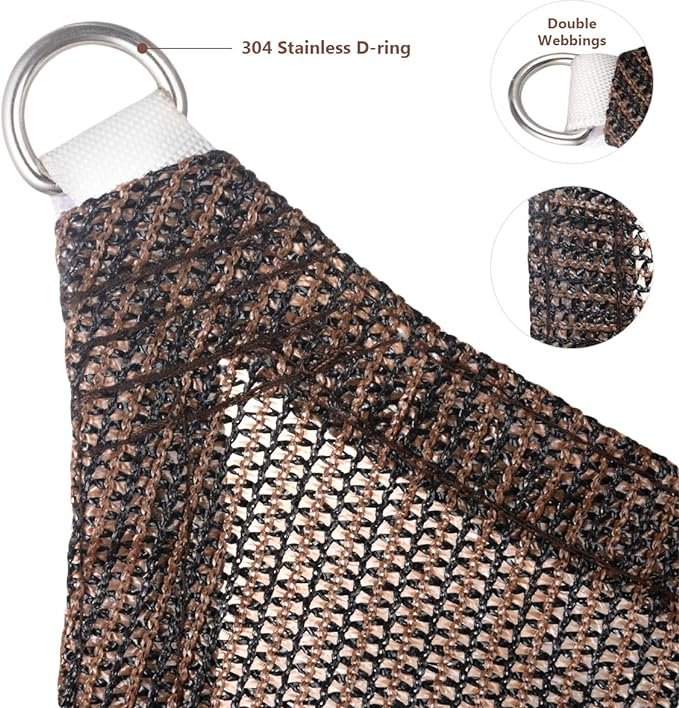 Eden's Decor Straight Flat-Edged Sun Shade Sail Rectangular 14' x 21' Brown UV-Blocking Outdoor Canopy Fabric Cloth Awning for Pergola Patio Garden Backyard Custom Size