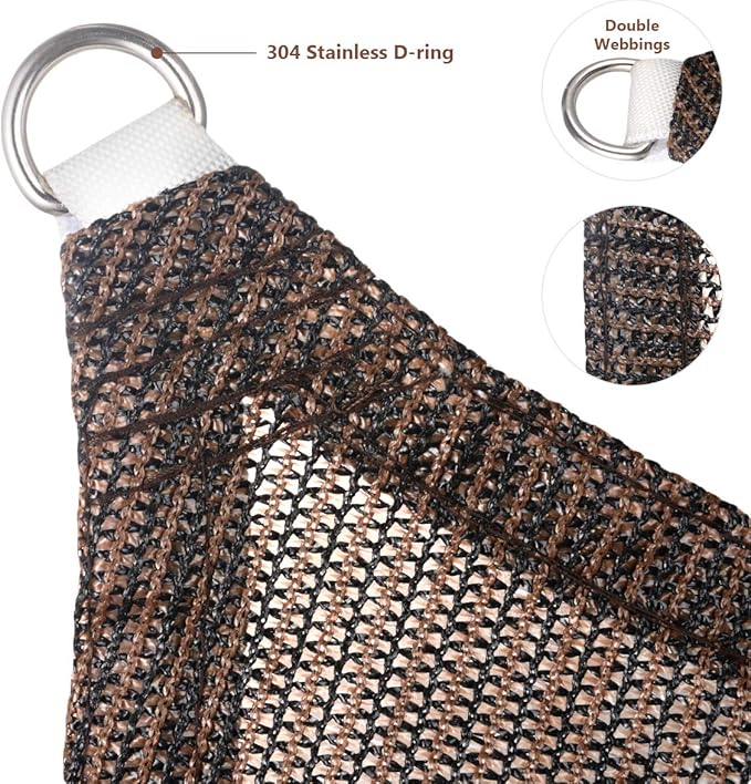 Eden's Decor Straight Flat-Edged Sun Shade Sail Rectangular 18' x 19' Brown UV-Blocking Outdoor Canopy Fabric Cloth Awning for Pergola Patio Garden Backyard Custom Size