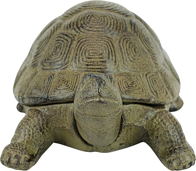 Design Toscano Aesop's Turtle Ornament Garden Tortoise Animal Statue, 10 Inches Wide, Cast Iron, Verdigris Finish