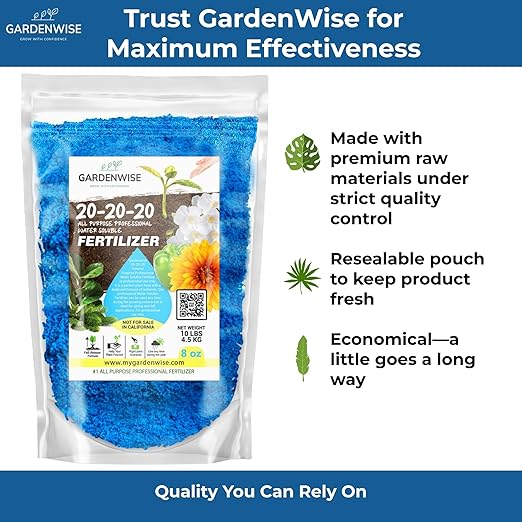 20-20-20 Water-Soluble Fertilizer – Powder for Liquid Plant Food for Indoor & Outdoor Plants, Orchids, Vegetables, Lawns, Flowers – 20 20 20 Fertilizer 3 Quarts (6 lbs)