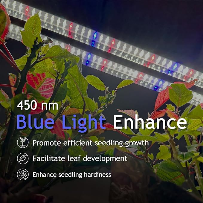 DYMOND Boostgro LED Seed Starter Grow Light 3FT Full Spectrum Linkable 5000k Daylight + 660nm Red + 450nm Blue Indoor Plant Lighting Fixture