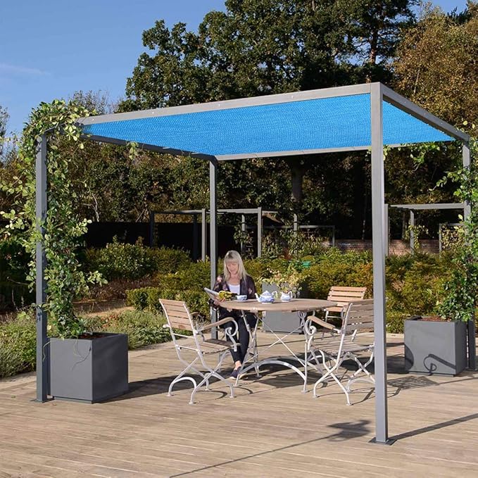 Eden's Decor Straight Flat-Edged Sun Shade Sail Rectangular 4' x 8' Blue UV-Blocking Outdoor Canopy Fabric Cloth Awning for Pergola Patio Garden Backyard Custom Size