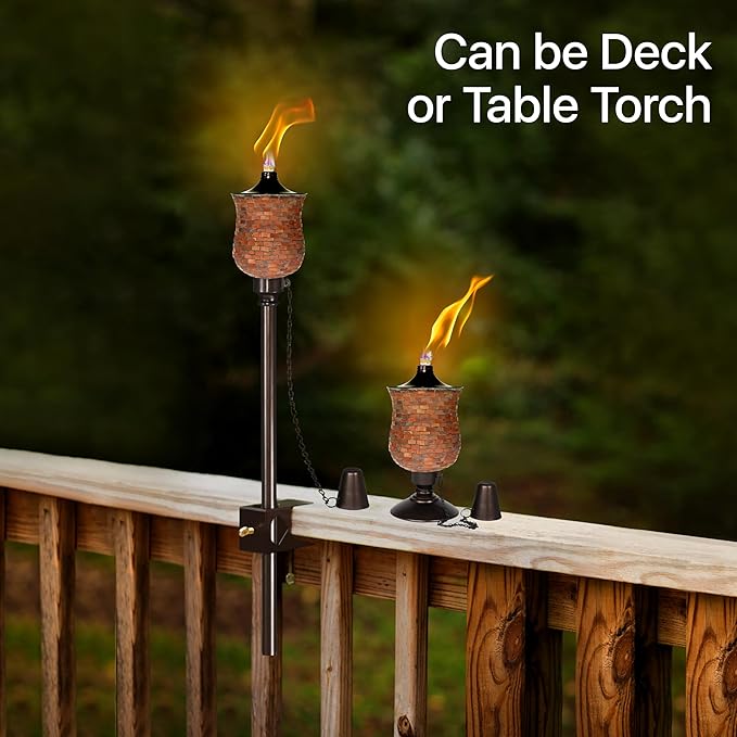 Deco Window 2 Pcs Garden Torch for Outdoor 4-in-1 Convertible Table Torch Citronella Oil Lamp for Backyard Patio Deck Table Top & Ground Installation (Mosaic)