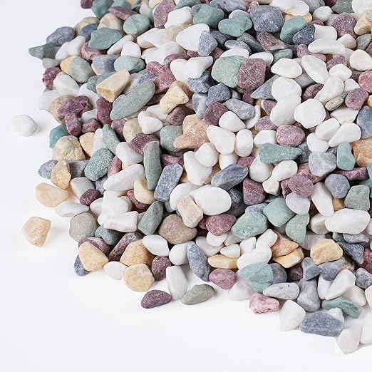 5 lbs Pea Gravel for Plants, Aquarium, Fish Tank, 3/8 inch Decorative Pebbles for Indoor Plants, Succulent, Bamboo, Vase, Drainage Rocks for Potted Plants, Top Dressing, Mixed Color