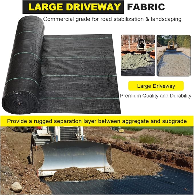 Driveway Fabric - 6.5x330 ft Commercial Weed Barrier - Heavy Duty 3.5OZ French Drain Fabric for Erosion Control and Landscape Projects