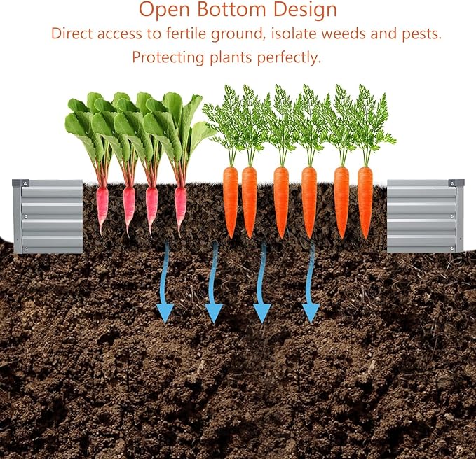 12x2x1ft(2 Pack) Galvanized Raised Garden Bed,Outdoor Planter Box Metal Patio Kit Planting Bed for Vegetables Flowers and Succulents,Silver