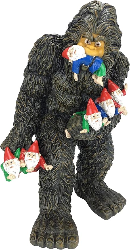 GlitZGlam Large Miniature Bigfoot and Gnomes for Fairy Garden. A Large Gnome Figurine (13 inch High) and Fairy Garden Accessory