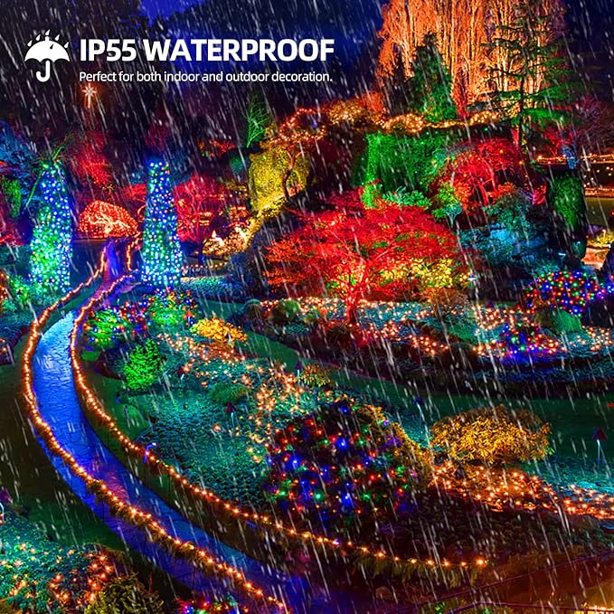 1000 LED 328ft 8 Modes with Timer Christmas String Lights IP55 Outdoor Waterproof UL Certificated Indoor Fairy Lights Garden Patio Wedding Christma Trees Parties Decoration Multicolor