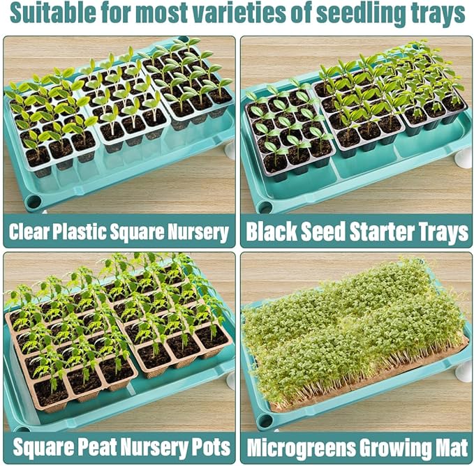 5-Tier Seed Stand with 5 Trays, Seed Starting Rack Propagation Rack Kit for Stackable Seedling Tray Seedling Staging Table for Indoor Outdoor Growing (H:37.6", W: 11.6”, L: 18.1") (Blue)