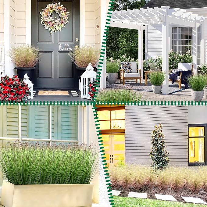 100Pcs Artificial Grass Plants, Faux Shrubs Wheat Grass, Artificial Tall Grasses Fake Plants for Outdoor Decor,Artificial Greenery Stems Weed for Room Indoor Home Decor（Light Purple）