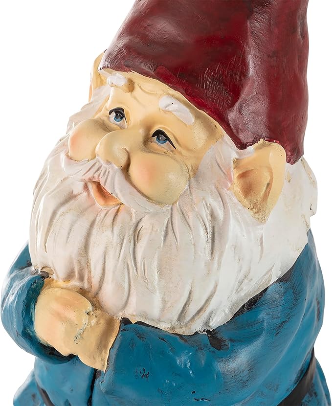 Alpine Corporation 12" Tall Classic Outdoor Garden Gnome Yard Statue Decoration