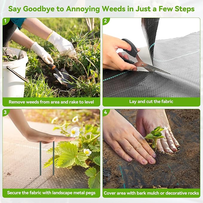 3ftx180ft Weed Barrier Landscape 3.2oz Fabric Heavy Duty, Woven Weed Control Cloth, Woven Geotextile Fabric for Underlayment, Gardening Ground, Commercial Driveway Weed Block Cover Mat