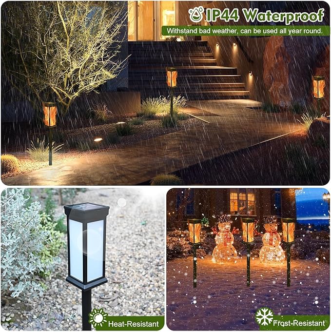 8Pack Solar Lights Outdoor Waterproof Torch Lights with Flickering Flame, Landscape Lighting for Outside, Solar Pathway Light for Patio Lawn Porch Walkway Driveway Garden Decorations for outside