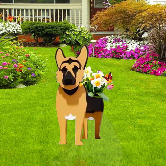 German Shepherd Dog Planter Plant Pots,Cute Garden Dog Flower Planter,Large Dog Planters Birthday Gifts for Women,Office,Indoor/Outdoor Decor（9.84 * 6.77 * 17in）