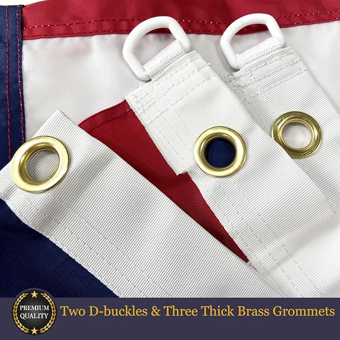Homissor American Flag 6x10 Ft Large US Flags Embroidered Stars 6x10 Foot Flags USA Heavy Duty Outdoor Made of Nylon Sewn Stripes with 3 Brass Grommets