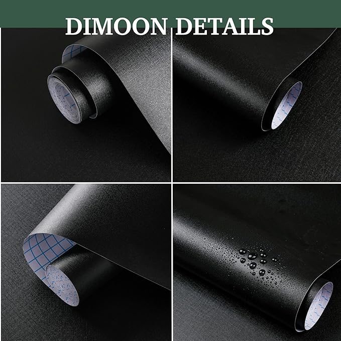 Dimoon 787''x17.7'' Black Peel and Stick Wallpaper Contact Paper Self Adhesive Wall Paper