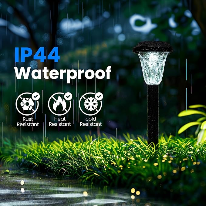 GIGALUMI Solar Outdoor Lights,Solar Lights Outdoor Waterproof 16 Pack,Cool White Solar Pathway Lights for Outside,Outdoor Lights Solar Powered Garden Decoration for Pathway,Patio,Lawn,Yard