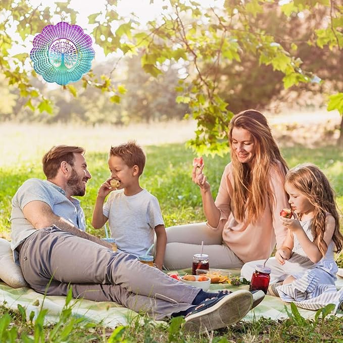 Decoroca Hanging Wind Spinner - Tree of Life 12in Wind Spinner Outdoor, Stainless Steel Wind Spinners Yard Garden Decor Indoor, Kinetic 3D Metal Crafts Ornaments Decoration