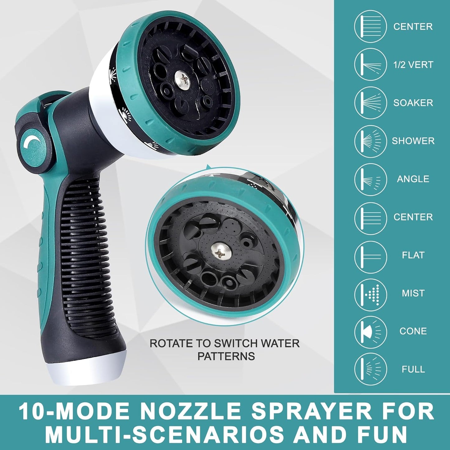 25FT 5/8'' Garden Hose, 304 Stainless Steel Water Hose, Flexible with a 10-Mode Nozzle Sprayer, No Kink, Lightweight, Puncture Proof Metal Hose, Ideal for Yard, Lawn, Outdoor