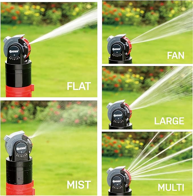 Eden 94143 Multi-Pattern Sprinkler Plus Misting System with Metal Sprike Set; Gear Drive, Heavy Duty, Gardening Watering System, Garden&Lawns, 5 Pattern, Coverage up to 3737sq.ft