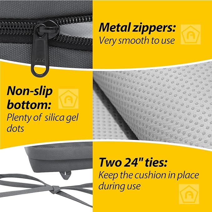 AAAAAcessories Outdoor Seat Cushions for Chairs, Waterproof, Fade-Resistant Patio Furniture Replacement Cushions, 18" x 18" x 2", Set of 2, Dark Gray