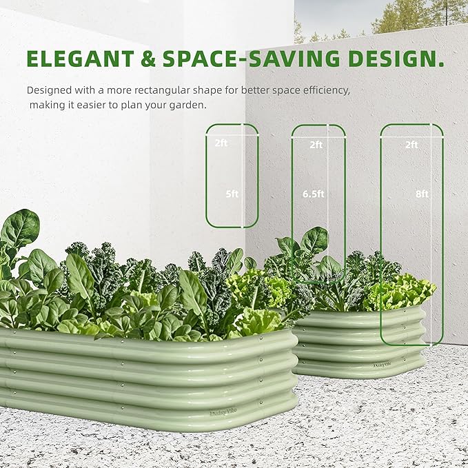 DaisyVibe Raised Garden Bed Kit, Planter Raised Garden Boxes Outdoor, Oval Large Metal Raised Garden Beds for Vegetables Flowers (Green, 5ftx2ftx1ft)