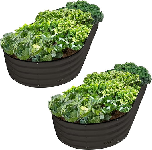 Galvanized Raised Garden Beds Outdoor // 8×4×1 ft (2-Pack) Planter Raised Beds for Gardening, Vegetables, Flowers // Large Metal Garden Box // Patented Tool-Free Design (Black)