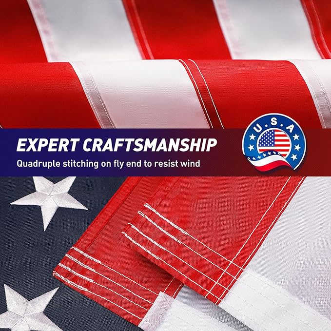 American Flag 5x8 Outdoor, 5x8 Flags Outside, All Weather US Flags with Embroidered Stars Sewn Stripes Brass Grommets, Vivid Color, Polyester USA Flag for Outdoor Indoor (5 by 8 Foot)…