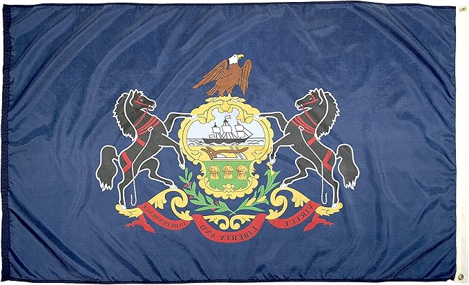FlagSource Pennsylvania Nylon State Flag, Made in the USA, 3x5'