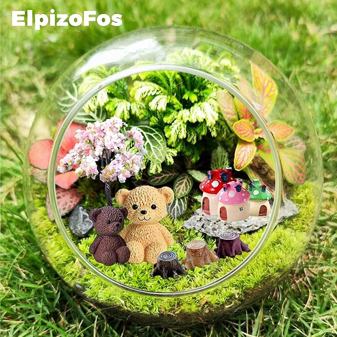 132pcs Fairy Garden Accessories Kit Miniature Animals,Tree,Fence,House Figurines Ornament Statue Craft for DIY Garden Micro Landscape Bonsai Dollhouse Decoration