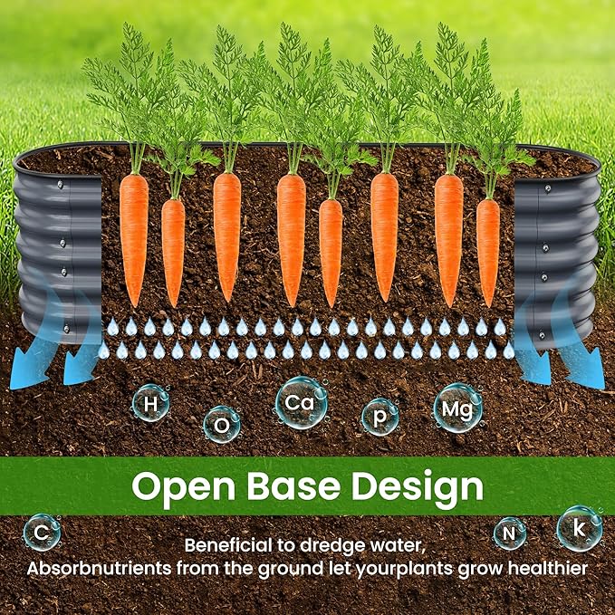 17" Tall Raised Garden Beds Outdoor - Galvanized Aluminum-Magnesium Stainless Steel Durable Metal Planter Box for Growing Plants, Vegetables, Flowers, Fruits (Deep Grey)