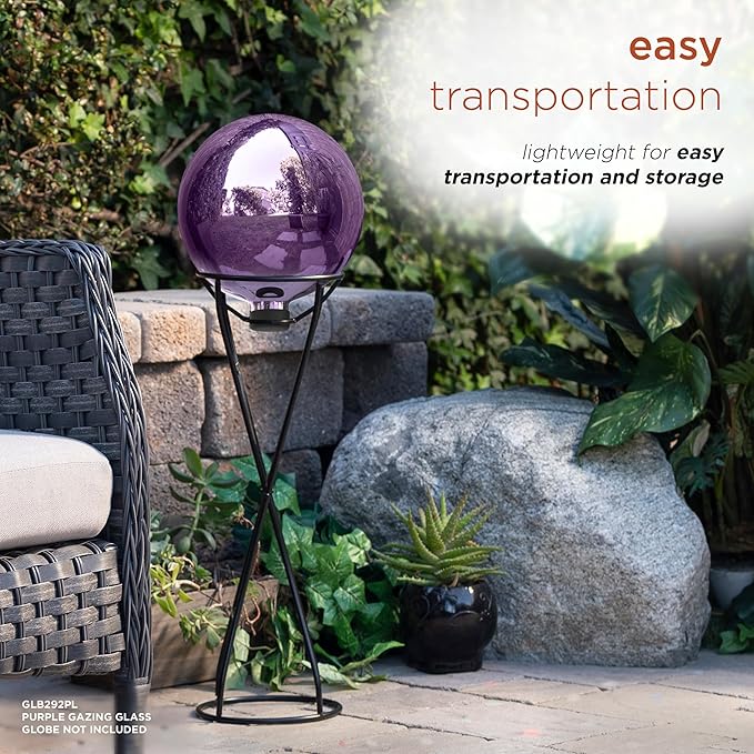 Alpine Corporation 24" Tall Indoor/Outdoor Metal Gazing Globe Display Stand, Black