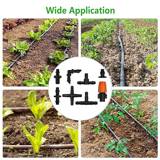 280 PCS Drip irrigation Parts,Drip System Parts,1/4 Inch Drip Irrigation Barbed Connectors (Nozzles, Nozzle Tees, Single Barbs, Couplings, Tees, Elbows, Plugs, Crosses) for Garden System
