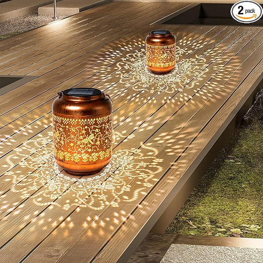 2Pack Dragonfly Solar Lanterns Outdoor Hanging Waterproof Lantern for Garden Decor Christmas Gifts for Women Mom Grandma Metal Solar Lights Decoration Outside for Yard, Patio,Pathway Landscape