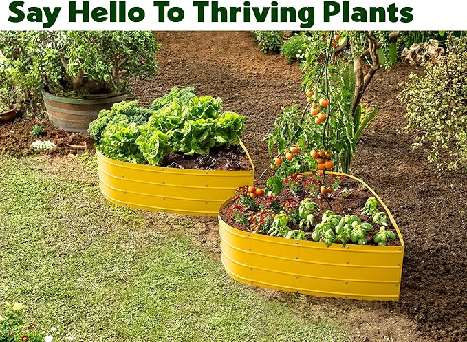 Galvanized Raised Garden Beds Outdoor // Planter Raised Beds for Gardening, Vegetables, Flowers // Large Metal Garden Box (Yellow) // Tool-Free Assembly
