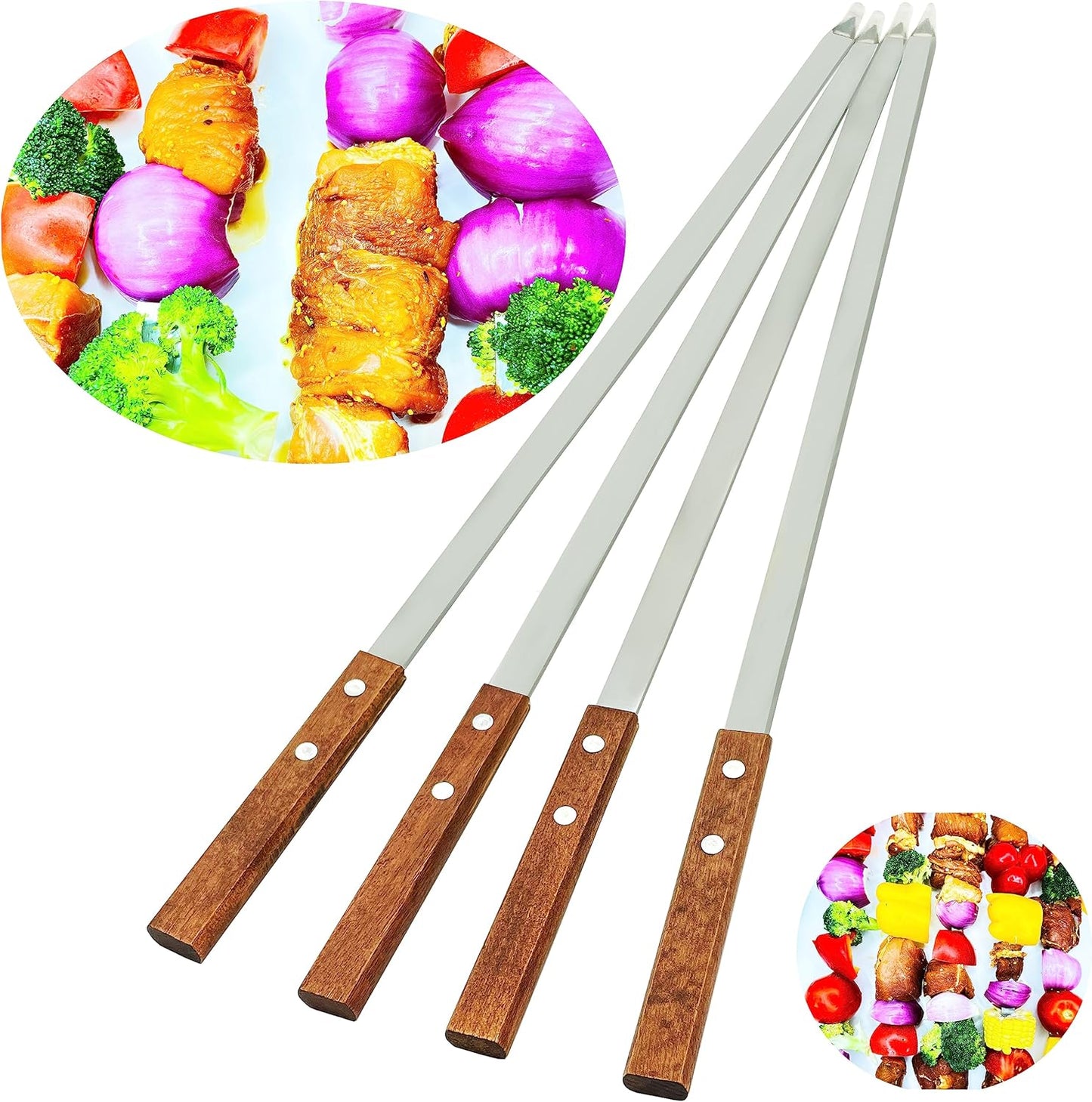 23.6 Inch Skewers for Kabobs 0.62 Inch Wide Kebab Skewer 8 Pack Reusable Metal Skewers for Grilling Long Kebab Stick Large Size Heavy Duty Kabob Sticks BBQ Skewer Set Stainless Steel.