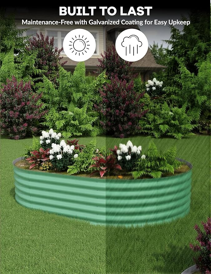 2 Pcs Raised Garden Beds Outdoor 8x4x1.5ft - Galvanized Steel Planter Box for Vegetables, Flowers, Rust-Resistant Garden Box, Easy Assembly Raised Beds, Durable Planters for Outdoor Plants, Green