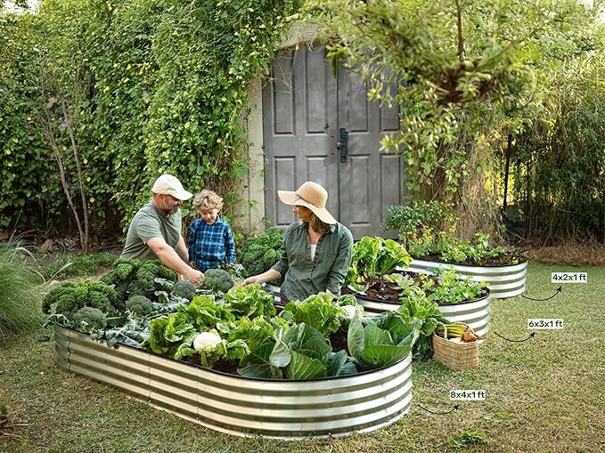 Galvanized Raised Garden Beds Outdoor // 8×4×1 ft Planter Raised Beds for Gardening, Vegetables, Flowers // Large Metal Garden Box // Patented Tool-Free Design (Black)