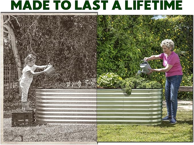 Galvanized Raised Garden Beds Outdoor // 8×2×2 ft Planter Raised Beds for Gardening, Vegetables, Flowers // Large Metal Garden Box (Silver) // Patented Tool-Free Design