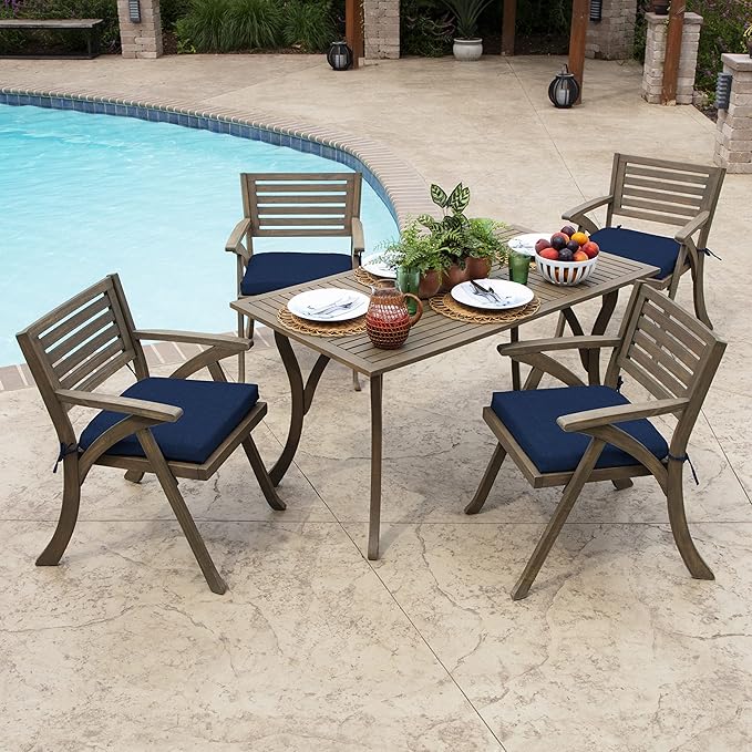 Arden Indoor/Outdoor Seat or Rocking Chair Cushion, 19 x 18, Water Repellent, Rain Proof, Fade Resistant Cushion for Rocking or Dining Chairs Sapphire Blue Leala