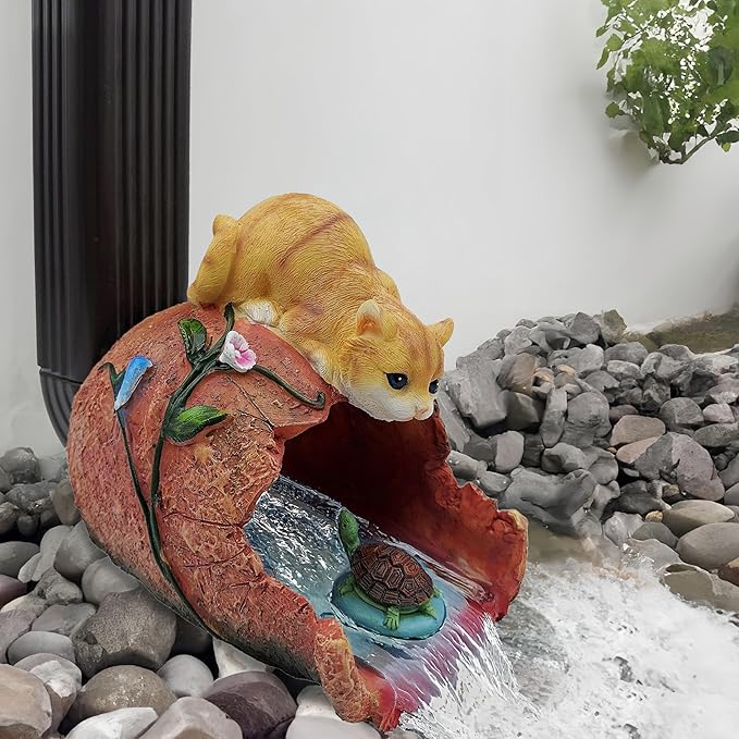 Funny Cat Garden Sculpture & Statue, Outdoor Decor Ornament, Gutter Diverter Rain, Downspout Extender, Eco-Friendly Resin, Splash Block, Perfect for 3"x4" Gutters, Unique Gift