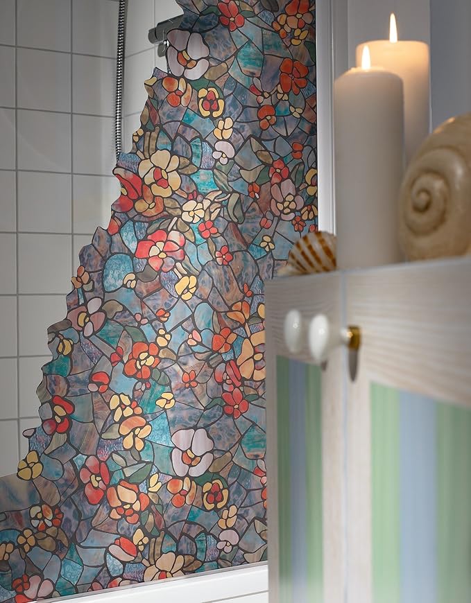 d-c-fix 346-0431-3PKA Self-Adhesive Privacy Glass Window Film, Venetian Garden, 17" x 78" Roll, 3-Pack with Applicator