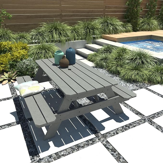 highwood Hometown Picnic Table, 6 Foot, Coastal Teak