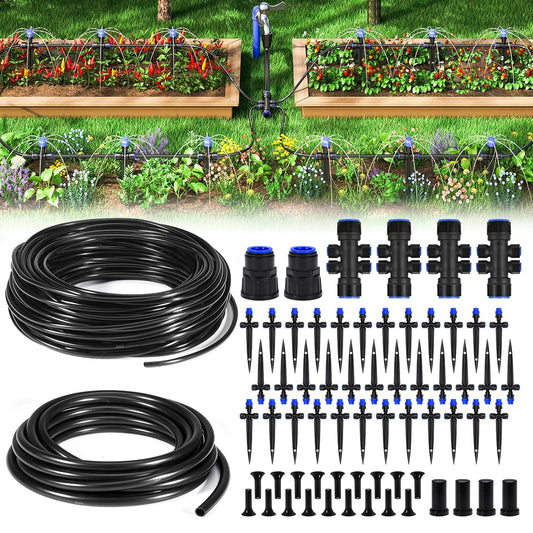 HIRALIY 210FT Drip Irrigation Kits for Plants, New Quick Connector Garden Watering System, Saving Water Automatic Irrigation Equipment for Patio Lawn