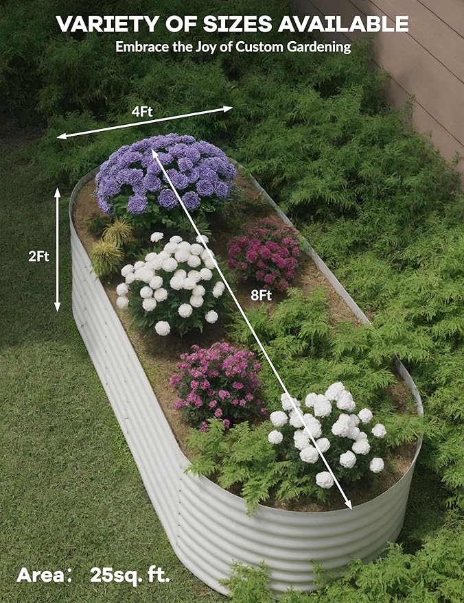 2 Pcs Raised Garden Beds Outdoor 8x4x2ft - Galvanized Steel Planter Box for Vegetables, Flowers, Rust-Resistant Garden Box, Easy Assembly Raised Beds, Durable Planters for Outdoor Plants, Beige