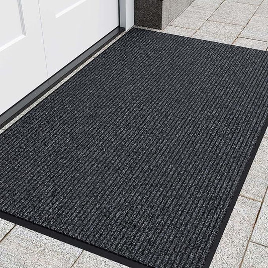 Front Door Mat, Heavy Duty Indoor Outdoor Entrance Door Mat, 48" x 24" Commercial Door Mats for Entryway, Durable Non-Slip Rubber Backing, Low-Profile Welcome Mats for Entry, Gray