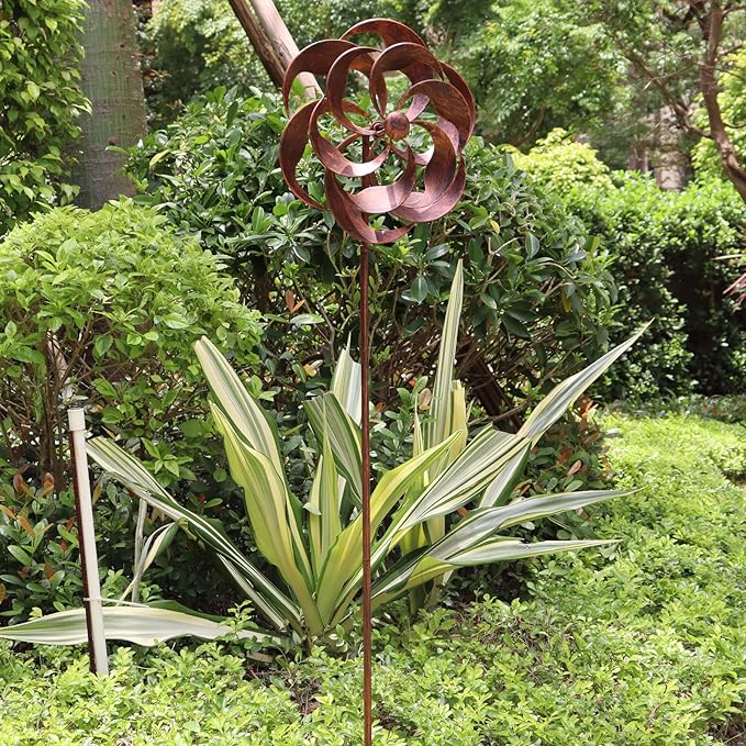 360 Degrees Metal Swivel Classical Wind Spinner Willow Leaves for Patio Lawn Outdoor Yard Lawn Garden 70x20 Inches
